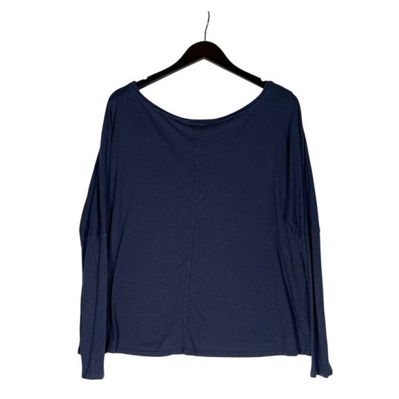 Michael Stars T-shirt Women OS Blue LS Round Neck Oversized Casual Versatile - Picture 2 of 2